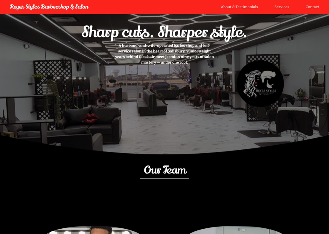 Reyes Styles Barbershop and Salon website