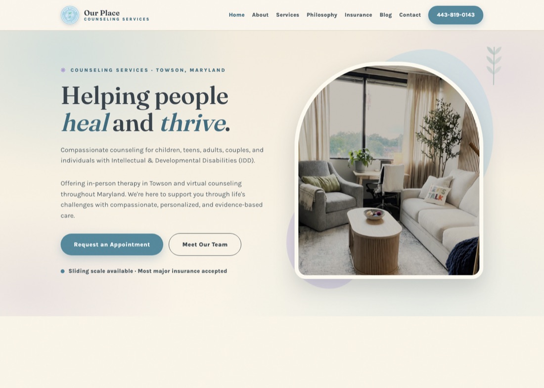 Our Place Counseling website